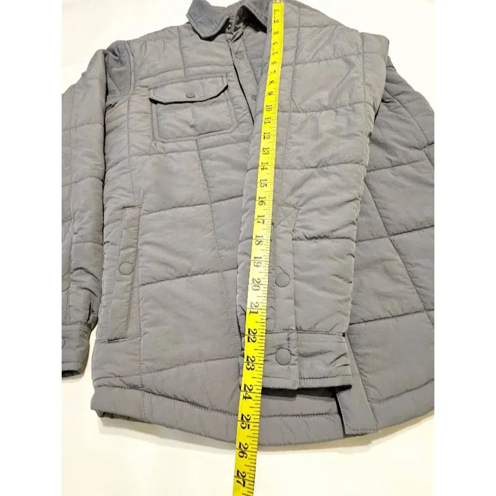 Magellan Outdoors Pro Quilted Shirt Jacket Gray Flannel Lined Campfire, Size Sm